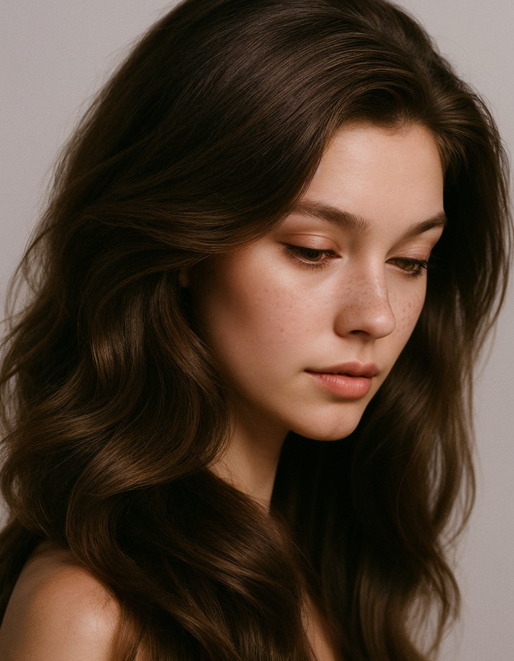 Model showcasing the appearance of fuller‑looking hair with MD® Hair Follicle Energizer scalp serum